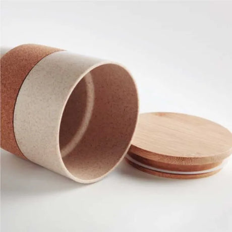 BYFT Wheat Straw Cups with Bamboo Lid and Cork Grip