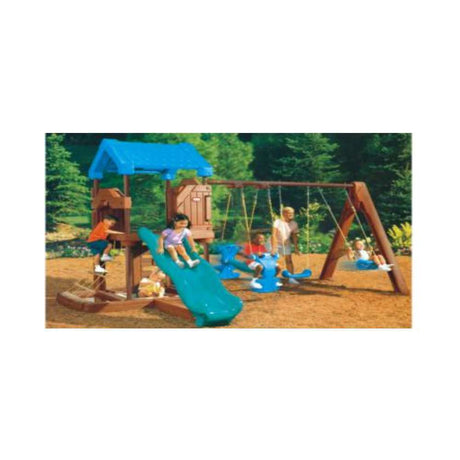 BYFT Special Design Three Swings, One Slide, Kids Play House, Climbing Rope Playground