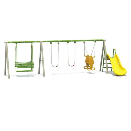 BYFT Three Kids & Four People Swing With One Slide Playground