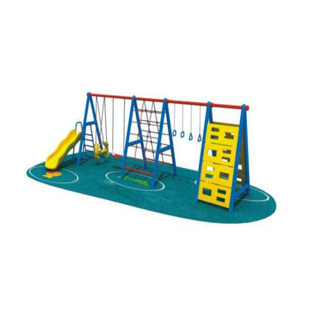 BYFT Two Swings, One Slide, Rope Climbing, Monkey Bar Playground