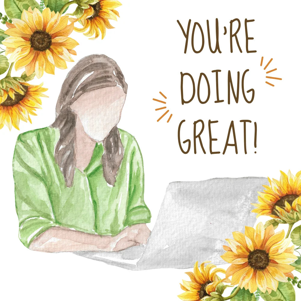 BYFT Inspirational "You're Doing Great" Tote Bag – Sunflower Printed Reusable Tote | Eco-Friendly Daily Carry Bag (Set of 1)