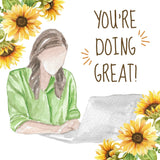 BYFT Inspirational "You're Doing Great" Tote Bag – Sunflower Printed Reusable Tote | Eco-Friendly Daily Carry Bag (Set of 1)