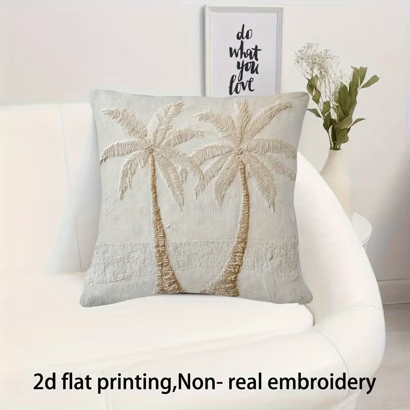 BYFT 2D Flat Contemporary Pillow Cover Palm Tree Pattern (Insert Not Included) Set of 01 Pcs