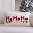 BYFT "HOHOHO" Christmas Pillowcase 50 x 30 cm, Decorative Pillow Cover with 3 Hand-Sewn Pom-Poms, Christmas Warm Home Sofa Decor Throw Pillow Cover, Ideal Holiday Gift, Insert Not Included