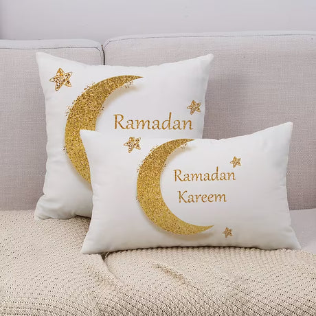 BYFT Ramadan Throw Pillow Cover, Moon Decorative Cushion Cover, Home Decor for Couch Sofa Living Room Bedroom, Without Pillow Insert Set of 01 Pcs