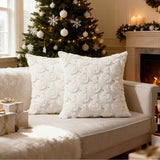 BYFT 3D Christmas tree quilted Grey throw pillow cover, embroidered Snowman design, luxury INS style decorative cushion covers, 45.72x45.72 cm pillowcase, whithout insert