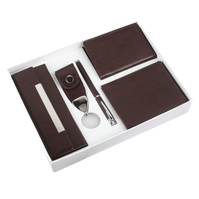 Mounthood Genuine Leather 5 Piece Gift Set For Men Brown
