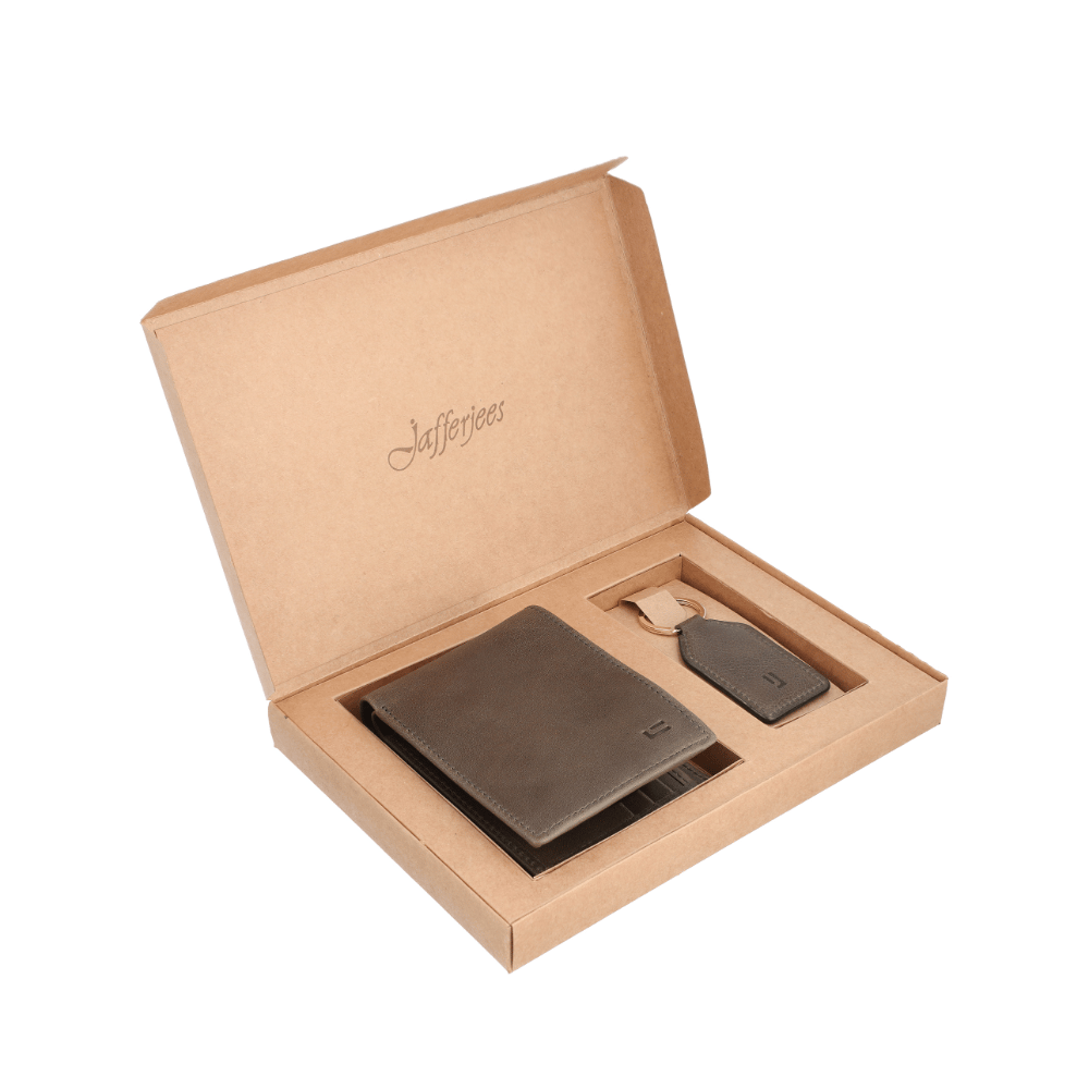 Jafferjees Esphesus Wallet Set Olive Green Genuine Leather