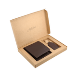 Jafferjees Gold Gate Bridge Wallet Set Brown Genuine Leather