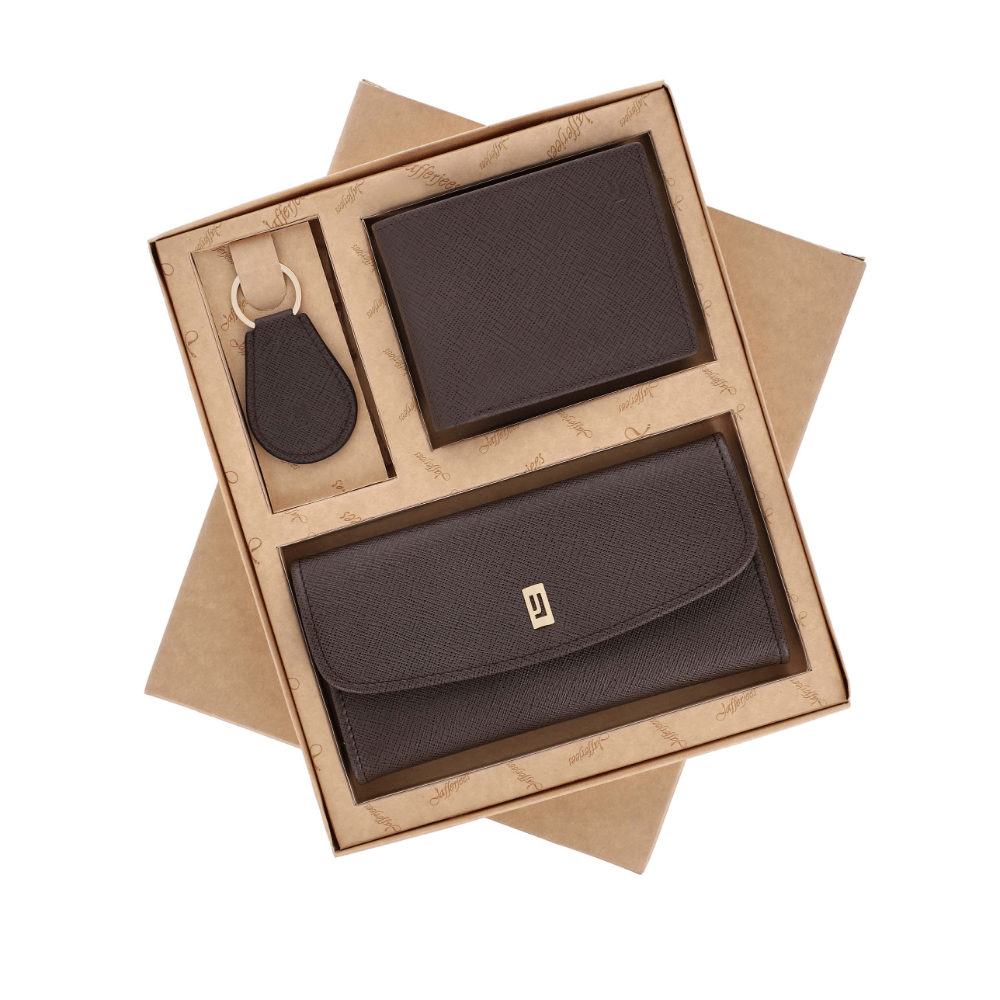 Jafferjees Victoria Falls Men's Wallet 12 x 9.4 Cm Brown Genuine Leather Set of 01