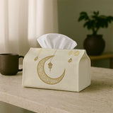 BYFT Elegant Oriental Celestial - Decorative Tissue Box, Crescent Moon Lantern Golden (Only Cover) Set of 01 Pcs