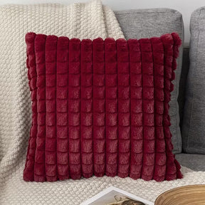 BYFT Pillowcases with Artificial Plush Plaid Texture set of 2pcs