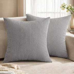 BYFT Soft Corduroy 18 x 18inch Square Throw Pillow Covers, Cozy Modern Home Decorative Pillowcases for Sofa Couch Bed Room Farmhouse Decor, Without Pillow Inserts 2pcs