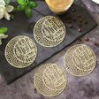 BYFT Star and Moon PVC Golden Foil Hollow Coasters Set of 06 Pcs