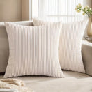 BYFT Soft Corduroy 18 x 18inch Square Throw Pillow Covers, Cozy Modern Home Decorative Pillowcases for Sofa Couch Bed Room Farmhouse Decor, Without Pillow Inserts 2pcs
