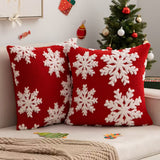 BYFT Snowflake Velvet Cushion Cover Set of 01 Pcs, Christmas Style Square Cushion Cover for Home Decor Living Room Bedroom Sofa, All-Season Use, Sofa Accessory, Festive Decoration, Cheerful Pattern, Cozy Home Styling, Zipper Closure