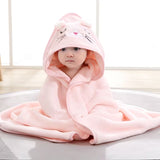 BYFT Spring Microfiber Baby Bath Towel with Hood Pink 80 x 80 Cm , Suitable for Infants Aged 0-2 Years, Set of 01