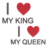 BYFT Embroidered For You I Love My King & Queen Valentine Designed Couple T-Shirt