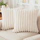 BYFT Faux Fur Plush Decorative Creamy White Throw Pillow Cover 45 x 45 Cm Set of 02pcs