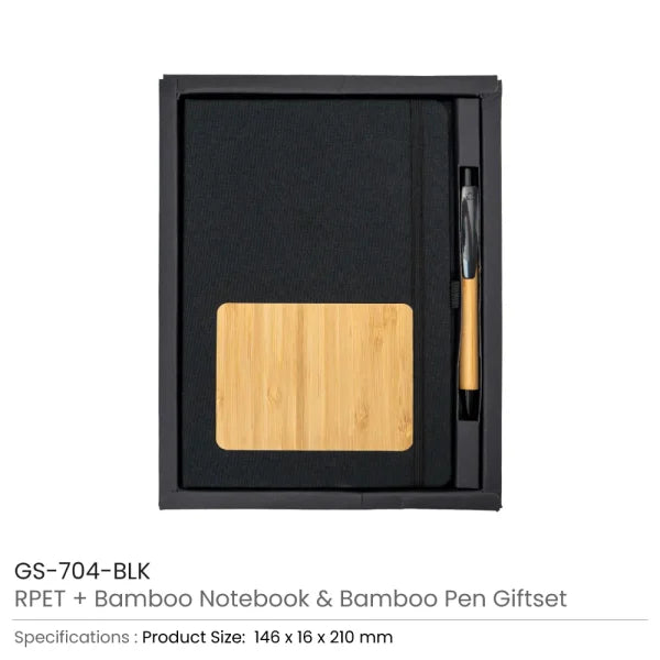 BYFT RPET and Bamboo Notebook with Pen Gift Set of 01