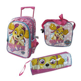Paw Patrol Girl's School Set - Backpack or Troelly Bag, Insulated Lunch Bag & Pencil Pouch