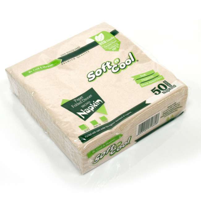 Soft N Cool Brown Paper Dinner Napkin 40 x 40 Cm - 50Pcs