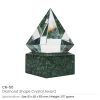 BYFT004201 Diamond Shaped Crystal Awards Transparent and Green Set of 1 A