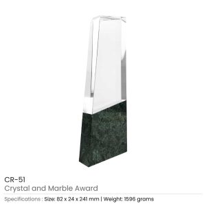 BYFT004204 Crystal and Marble Awards Transparent and Green Set of 1 A