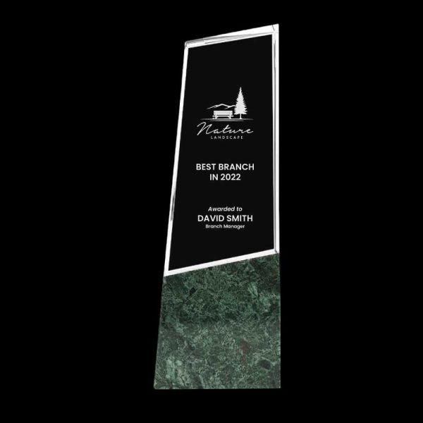 BYFT004204 Crystal and Marble Awards Transparent and Green Set of 1 B