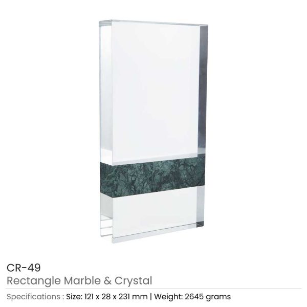 BYFT004205 Rectangle Shape Crystal and Marble Awards Transparent and Green Set of 1 A