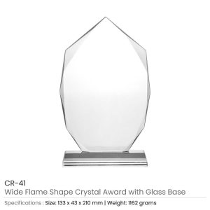 BYFT004209 Wide Flame Crystal Awards Transparent Set of 1 A