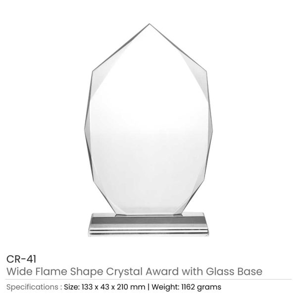 BYFT004209 Wide Flame Crystal Awards Transparent Set of 1 A