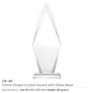 BYFT004210 Flame Shaped Crystal Awards Transparent Set of 1 A