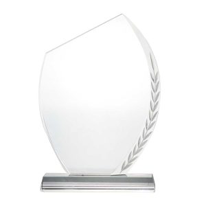 BYFT004213 Crystal Awards with Engraved Leaf Design Transparent Set of 1