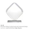 BYFT004214 Rhombus Shaped Crystal Awards Transparent Set of 1 A