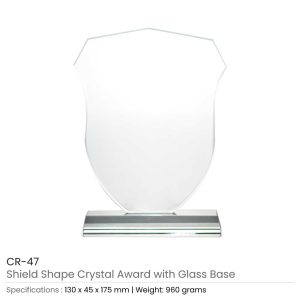 BYFT004216 Shield Shaped Crystal Awards Transparent Set of 1 A