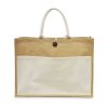 BYFT004220 Jute Bag Beige With Cotton Pocket Set of 1 A