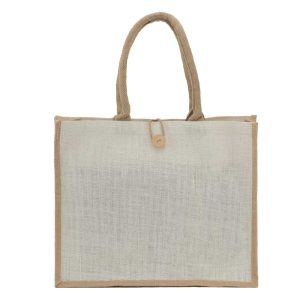 BYFT004222 Jute Bag White Beige 40 x 33 x 15 Cm Set of 1 A