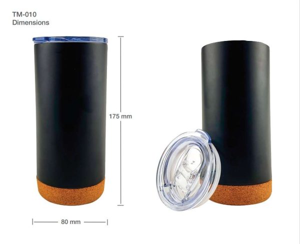 BYFT005690 Travel Tumbler with Cork Base Black Set of 1 C