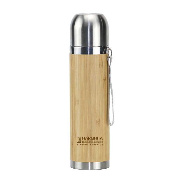 BYFT005691 Bamboo Flask Natural Silver Set of 1