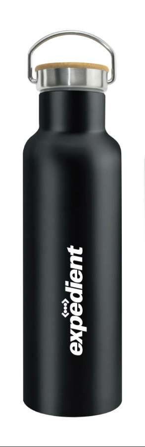 BYFT005692 Stainless Steel Bamboo Flask Black Set of 1 A