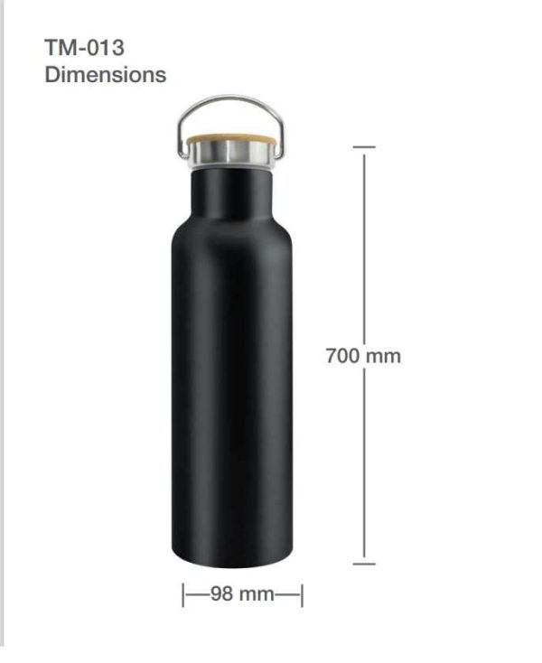 BYFT005692 Stainless Steel Bamboo Flask Black Set of 1 C