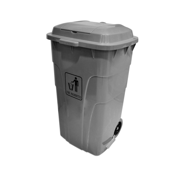 BYFT008484 AKC Dust Bin with Pedal 120 Ltr Grey Plastic Set of 1