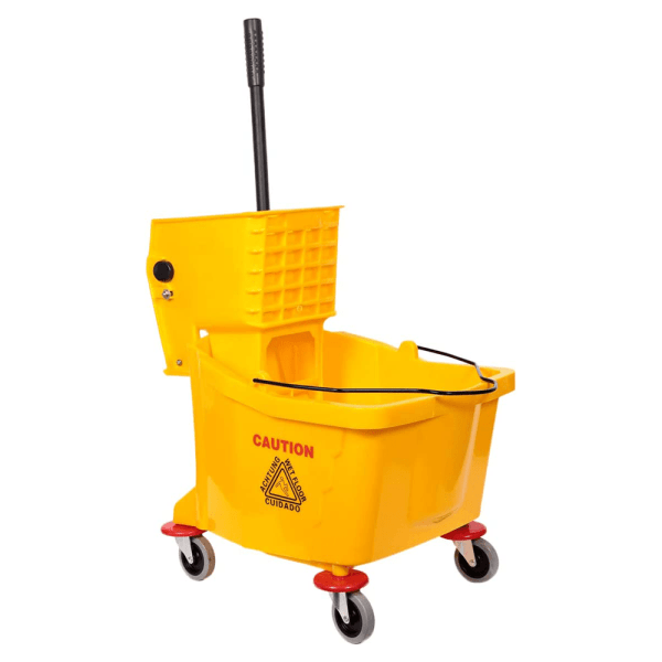 BYFT008513 AKC Mop Bucket with Side Press Wringer Yellow Plastic Set of 1