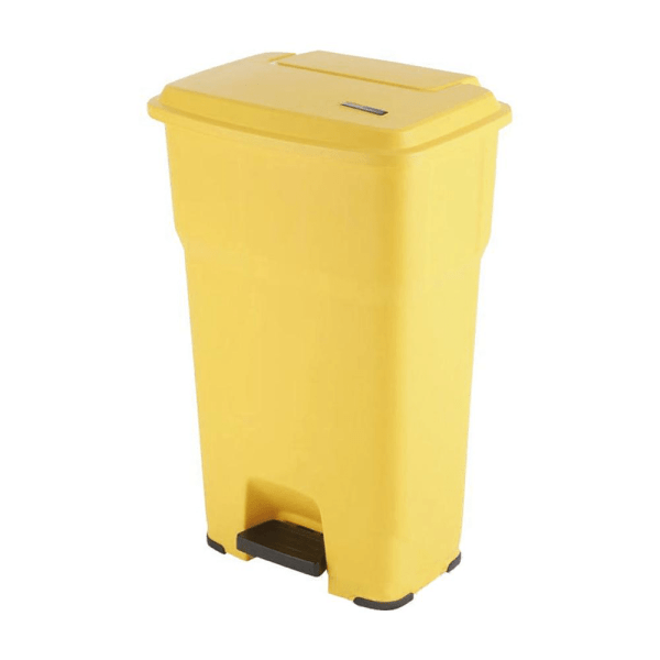 BYFT008617 Rothopro Trash Can with Pedal 60 Ltr Yellow Black Plastic Set of 1