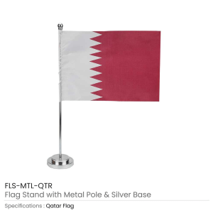 BYFT008692 MTC Qatar Flag with Pole Set of 1