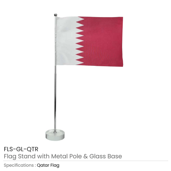 BYFT008696 MTC Qatar Flag with Pole Set of 1
