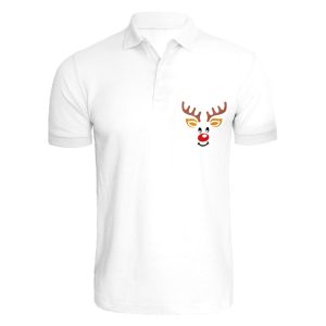 BYFT008804 BYFT Polo Neck T Shirt White Embroidery Reindeer Set of 1