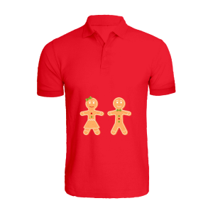 BYFT008881 BYFT Polo Neck T Shirt Red Printed Gingerbread Set of 1