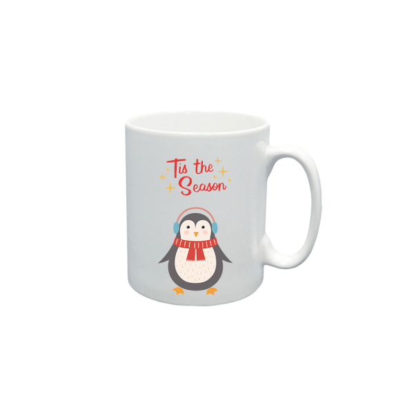 BYFT009071 BYFT Printed Mugs White Tis The Season Penguin Ceramic Set of 1